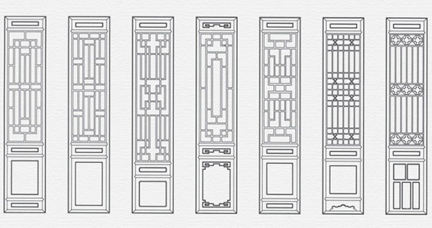 鸡冠常用中式仿古花窗图案隔断设计图